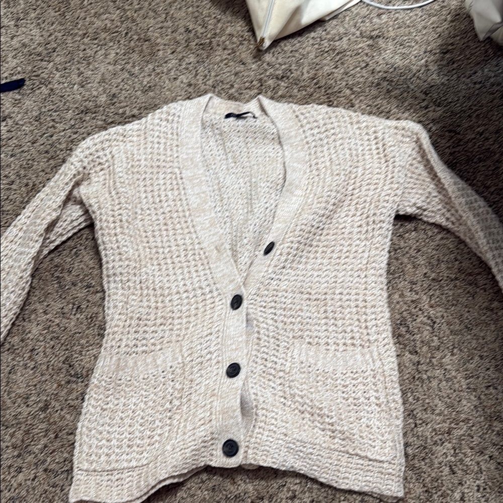 American Eagle Outfitters Cream Knit Cardigan Sweater
